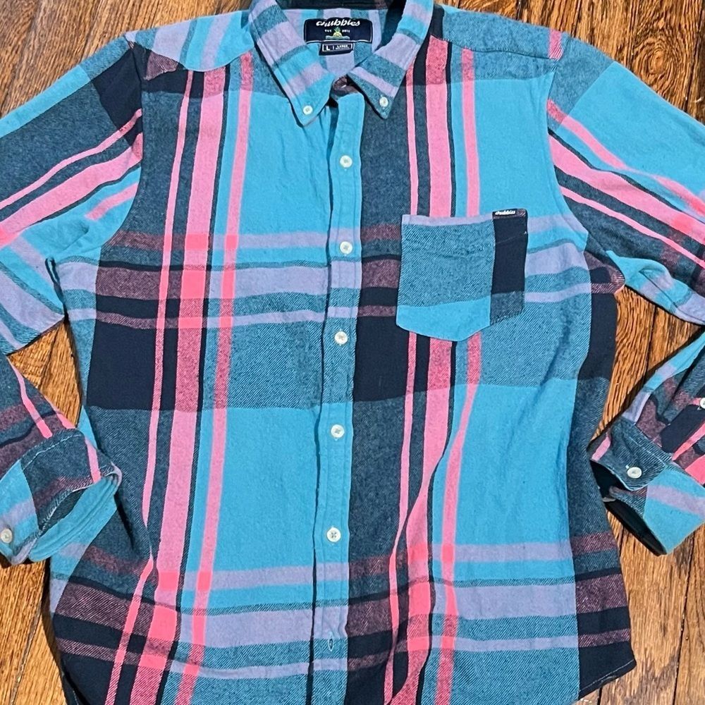 Chubbies Vibrant Blue and Pink Plaid Shirt